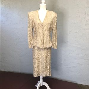 Khaki ALYN PAIGE 2-piece V-neck Lace Skirt Set